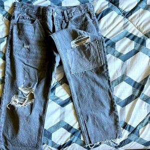 Distressed mom jeans